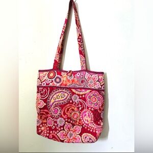 Paisley Patterned Tote Bag - Red and Pink